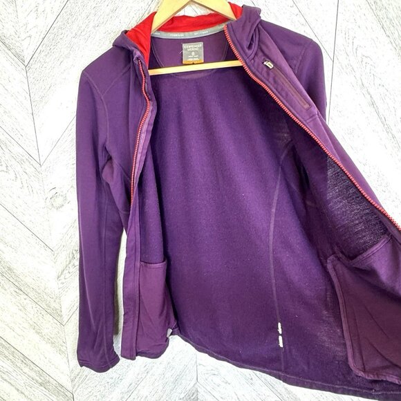 Icebreaker Merino Womens Size Small Full Zip Hooded Jacket Purple Wool - Picture 5 of 5